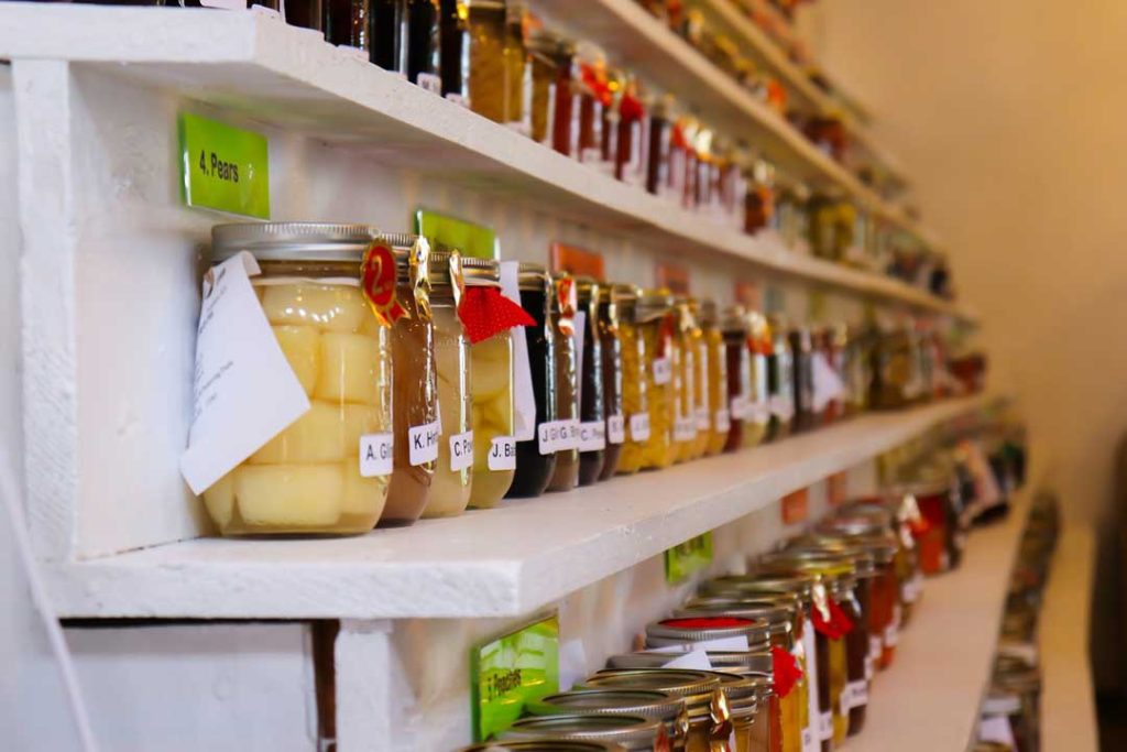 Jars of home-preserved food